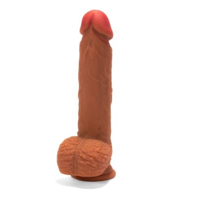 Dildo Realistic Dublu-stratificat, Brun, 22 Cm