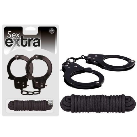 Seturi bondage, Set Catuse Si Franghie Pentru Imobilizare Erotica Sex Extra, Negru, pasiune.ro