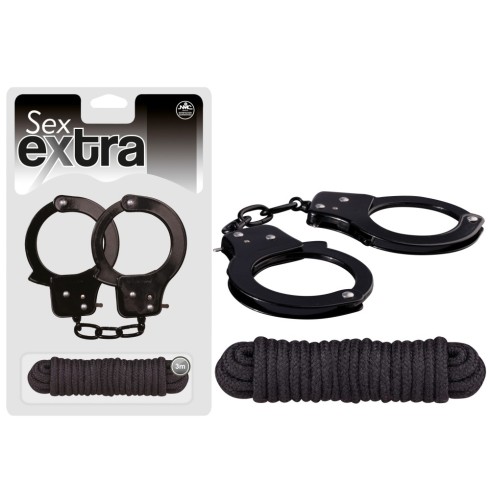 metal, Set Catuse Si Franghie Pentru Imobilizare Erotica Sex Extra, Negru, pasiune.ro