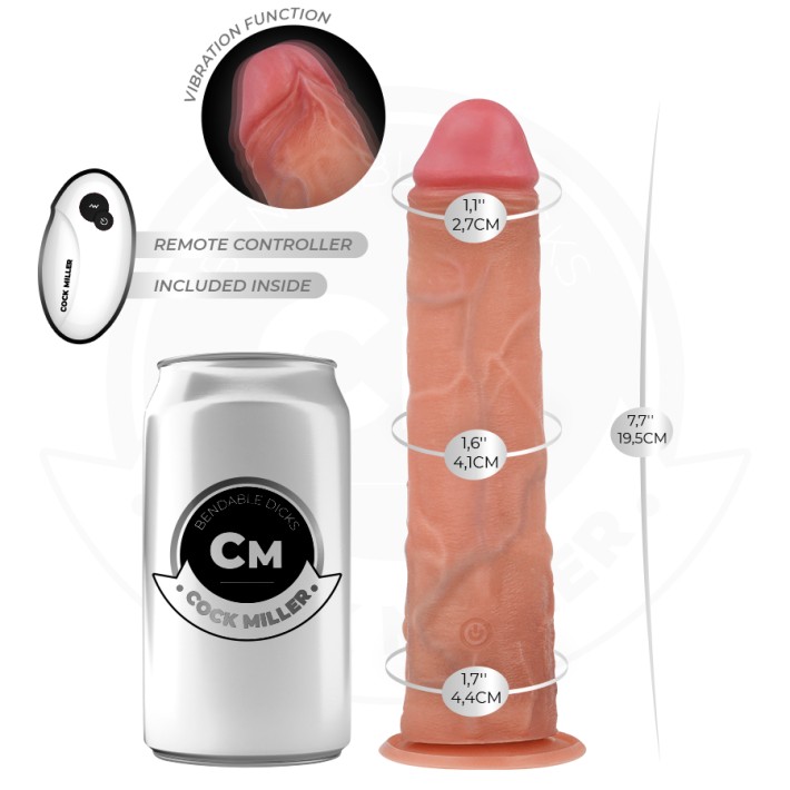 Vibrator Realist Cock Miller Cu Ventuza Si Telecomanda, 19.5 Cm 3
