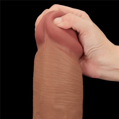 Dildo Ultra Realistic King Sized Sliding Skin Dual Layer Dong, Brun, 35.5 Cm