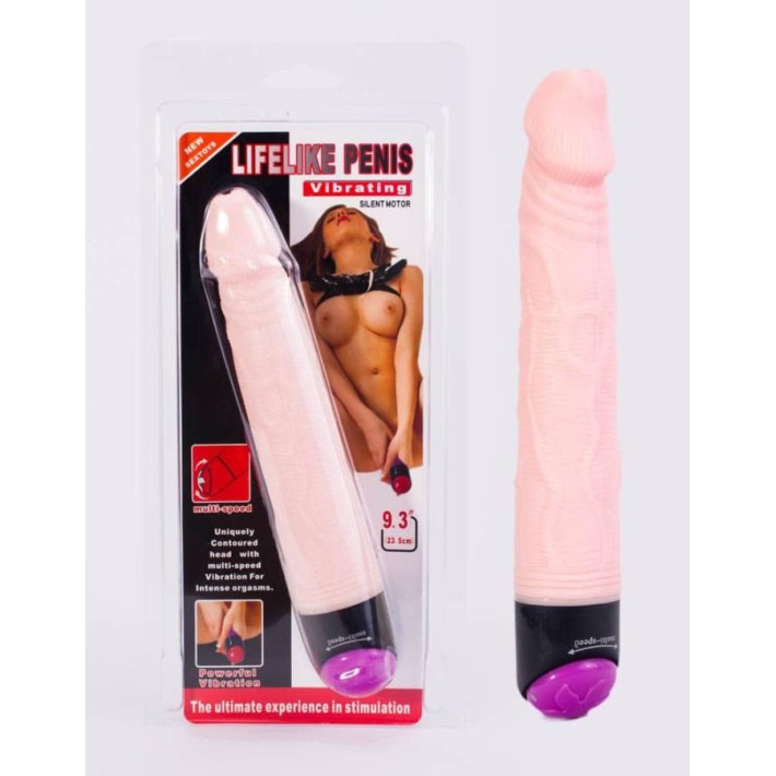 Vibrator Realistic Lifelike Penis, Natural, 23 Cm