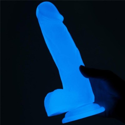 Dildo Clasic Fosforescent Lumino Play, Alb, 19 Cm