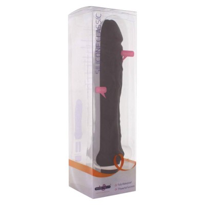 Vibrator Realistic Silicone Clasic, Negru, 24 Cm