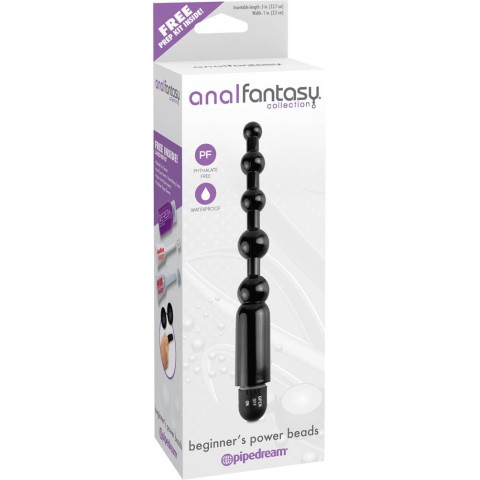 Pipedream - Anal Fantasy Collection, Dildo Anal Cu Vibratii Pentru Incepatori Power Beads, Negru, pasiune.ro