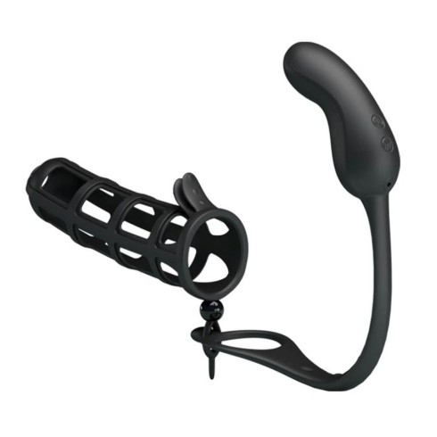 pretty, Manson Penis, Inel Testicule Si Dop Anal Cu Vibratii Hercules, Negru, pasiune.ro
