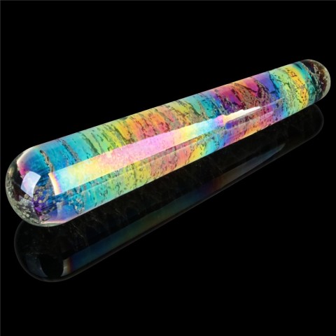 Dildouri Sticlametal, Dildo Fosforescent Din Sticla Borosilicata Glow-in-the-dark Twilight Gleam Slim Fantasy, Multicolor, 16 Cm, pasiune.ro