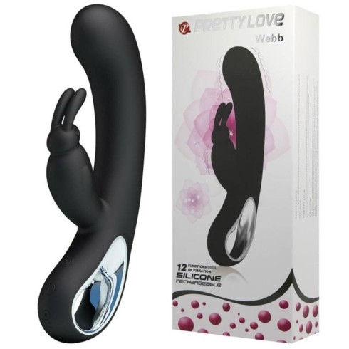 pretty, Vibrator Rabbit Webb, Negru, 21 Cm, pasiune.ro