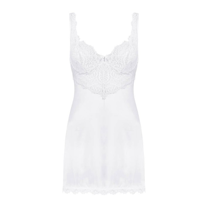 Amor Blanco Underwire Chemise & Thong White  L/xl