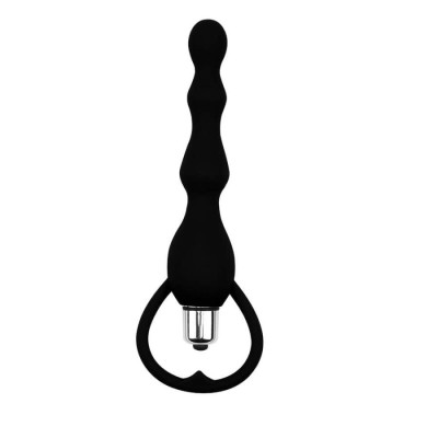Dop Anal Cu Vibratii Tail Power Beads, Negru, 13 Cm