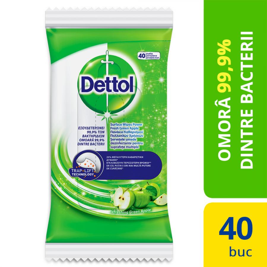Servetele Dezinfectante Dettol 40 Buc Mar Verde