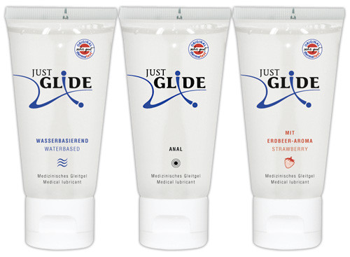 Lubrifiant Just Glide - Pe Baza De Apa Anal Aroma Capsune 3 X 50 Ml