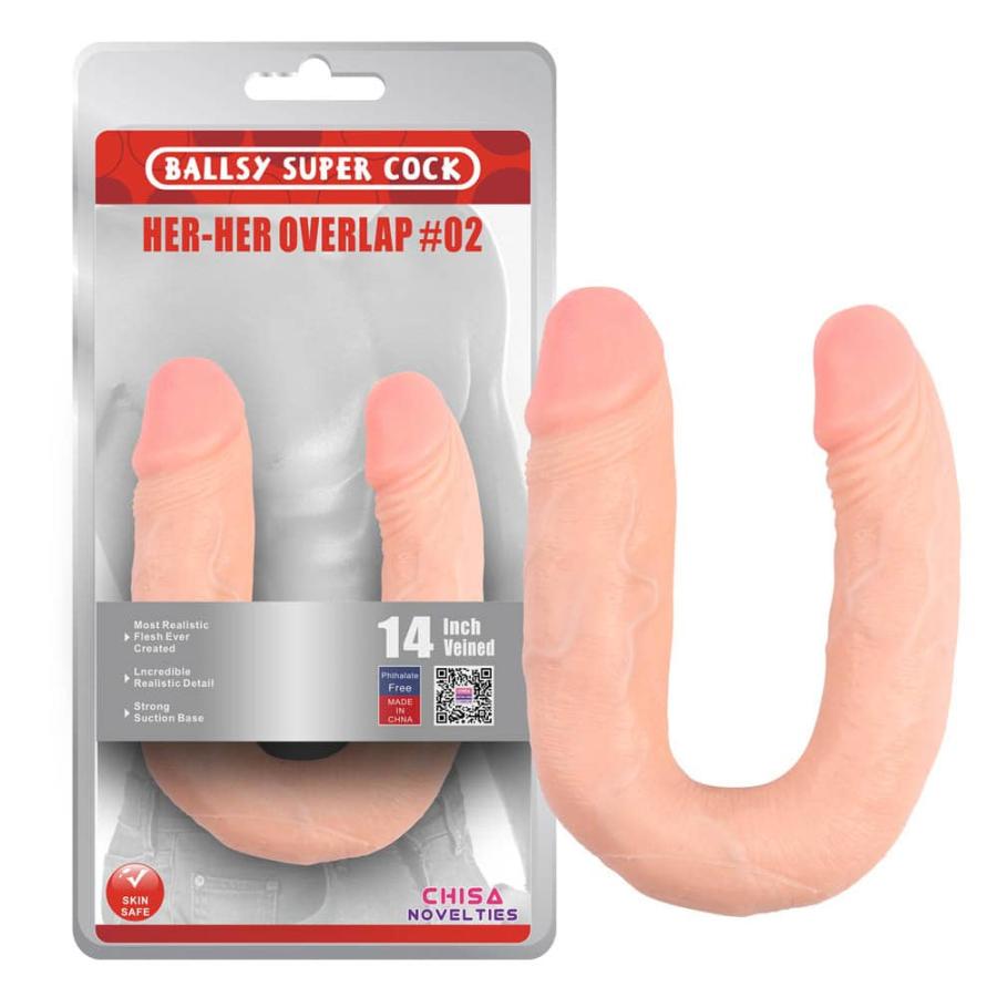 Dildo Clasic Dublu Her-her Overlap 02 Natural 35 Cm