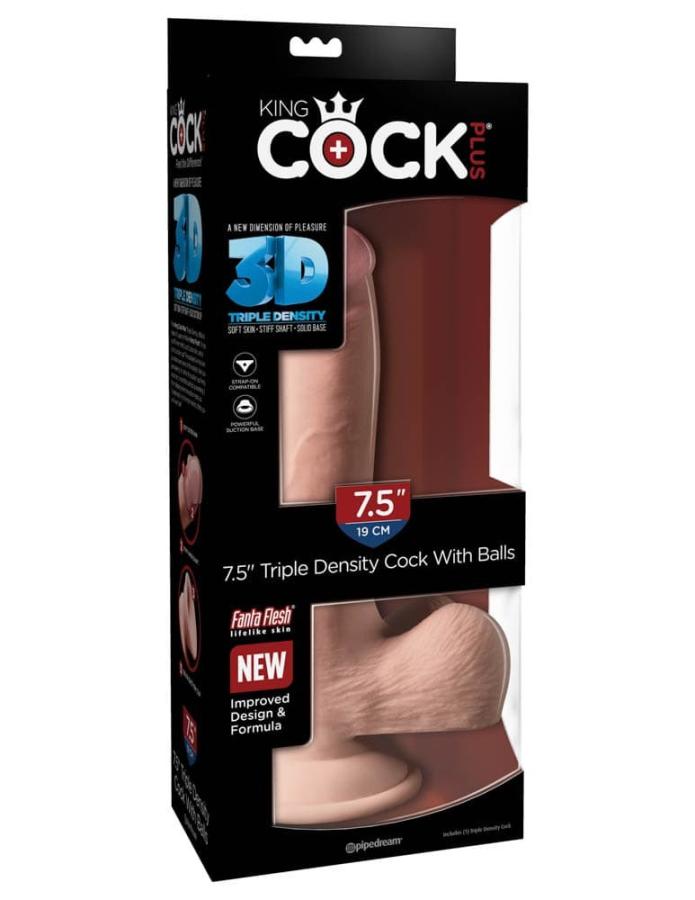 Dildo Clasic Cu Testicule King Cock Plus Triple Density 19 Cm