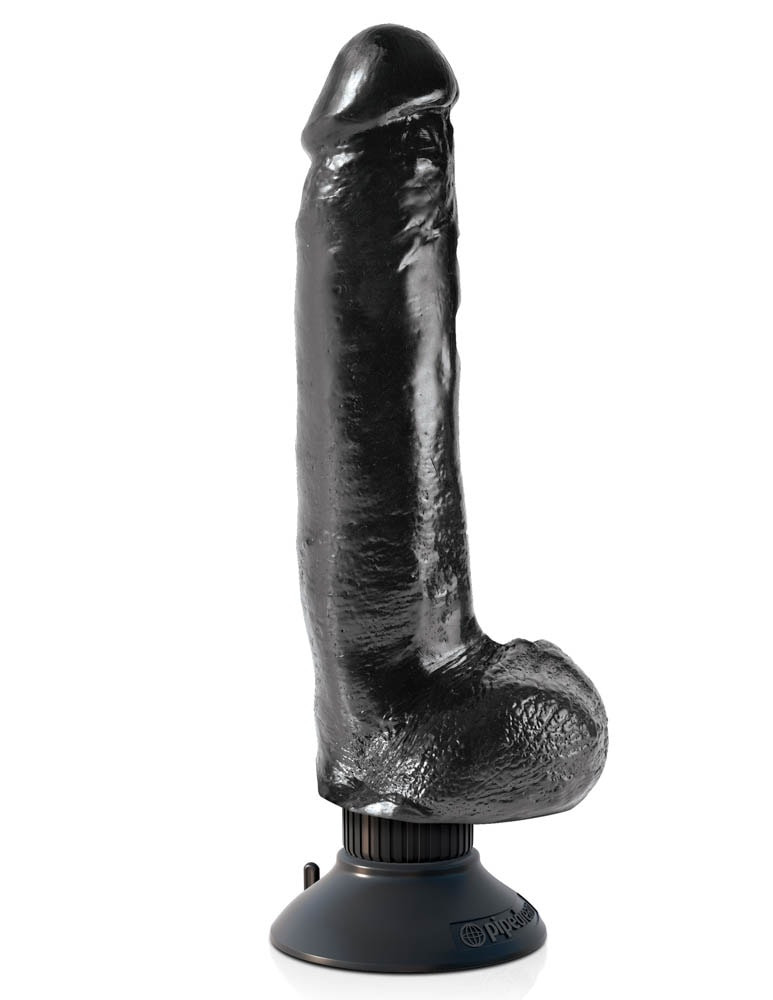 Vibrator Realistic Cu Ventuza King Cock Negru 22.8 Cm