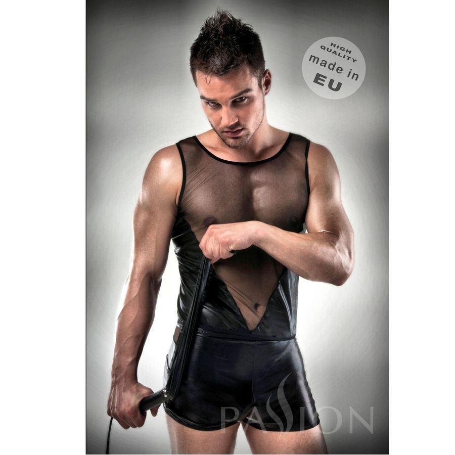 Salopeta Sexy Din Piele Ecologica Semitrasparenta Pentru Barbati S-m