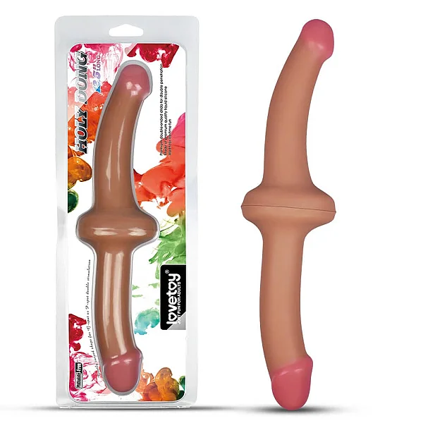 Dildo Clasic Dublu/strap-on, Natural, 31.5 Cm