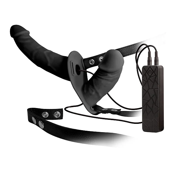 Strap-on Cu Vibratii Si Telecomanda Double Thruster, Negru