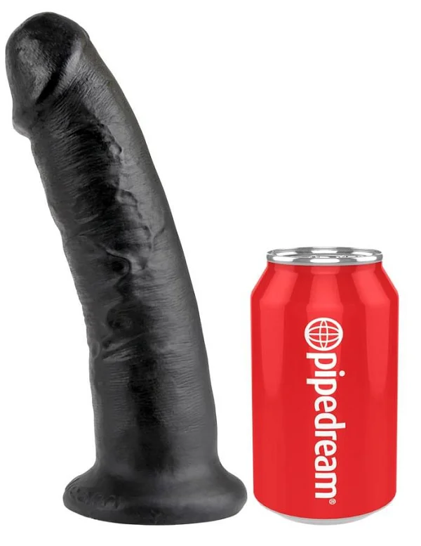 Dildo Clasic Cu Ventuza King Cock, Negru, 22.5 Cm