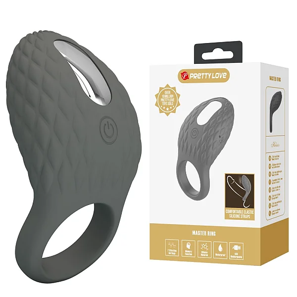 Inel Penis Cu Vibratii Master Ring Iii, Cenusiu