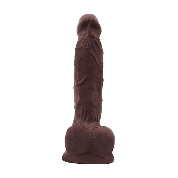 Dildo Realistic Cu Ventuza Flatterer, Brun, 18.5 Cm