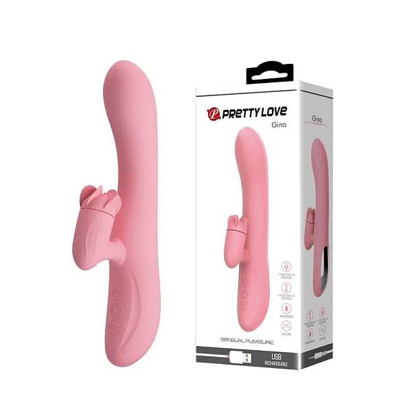 Vibrator Special Cu Rotatii Gina, Roz Pudrat, 20.5 Cm