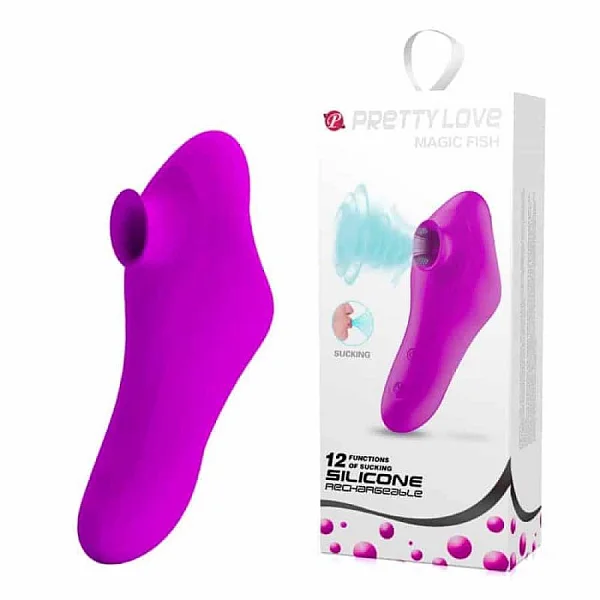 Vibrator Cu Suctiune Magic Fish, Violet, 15 Cm
