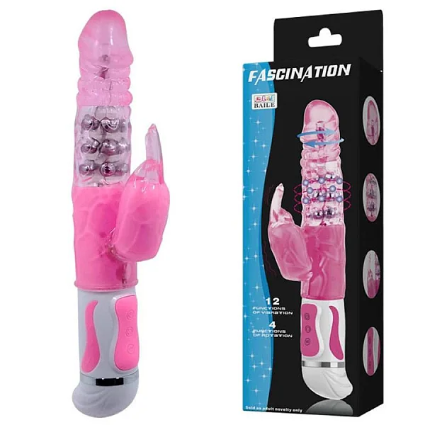 Vibrator Rabbit Cu Rotatii Fascination Bunny 4, Roz, 27.5 Cm