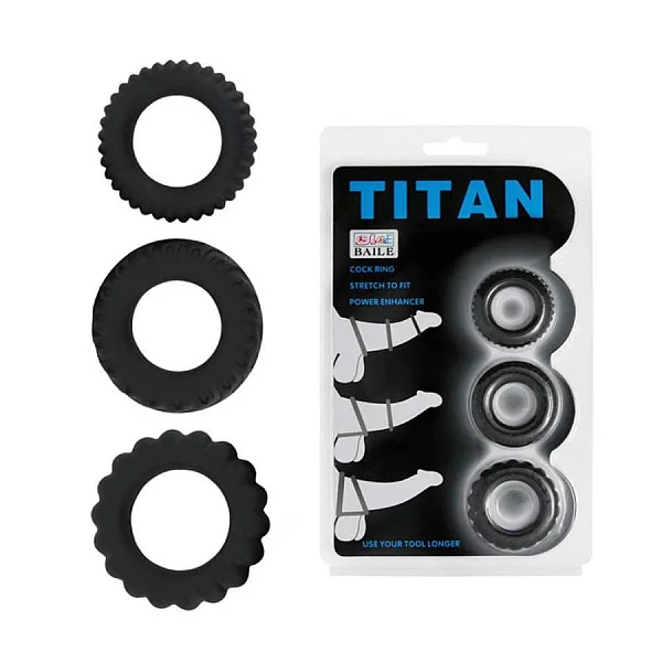 Set 3 Inele Penis Titan Cock Ring 3, Negru