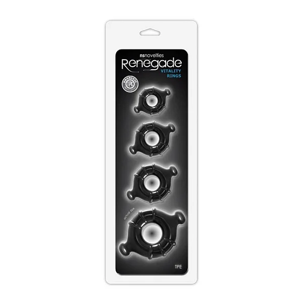 Inele Penis Renegade Vitality (set De 4), Negru