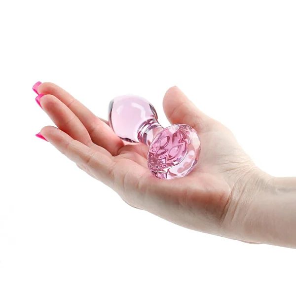 Dop Anal Din Sticla Crystal Gem, Roz, 9 Cm