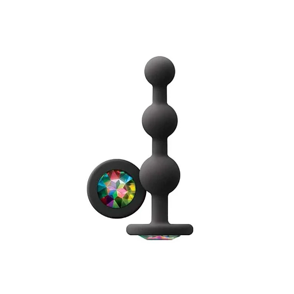 Dop Anal  Cu Bijuterie Glams - Ripple Rainbow Gem, Negru, 11 Cm