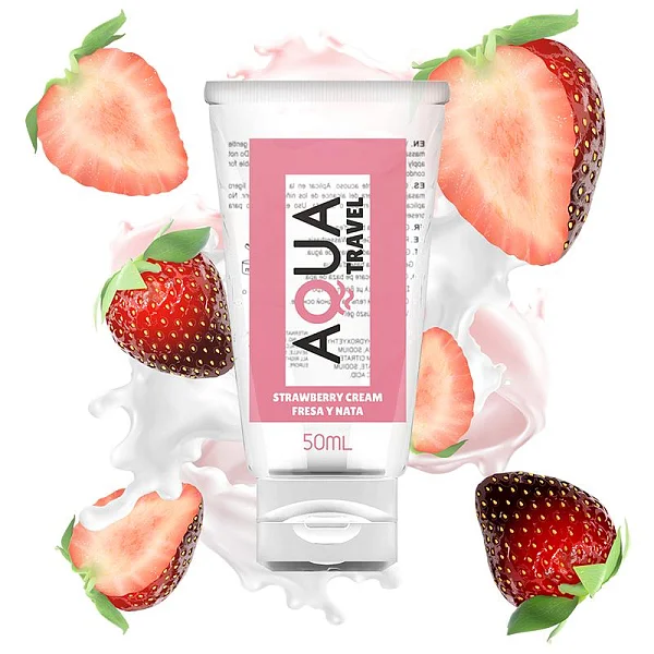 Lubrifiant Pe Baza De Apa Aqua Travel Cu Aroma De Capsuni 50 Ml