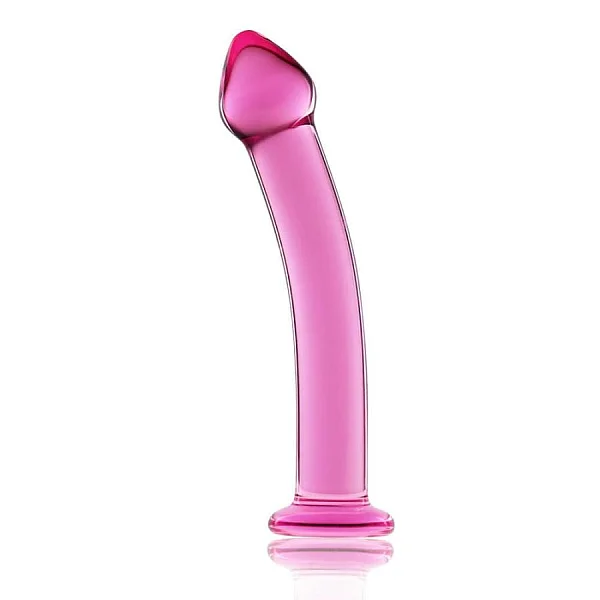 Dildo Clasic Din Sticla Glass Romance, Roz, 18 Cm