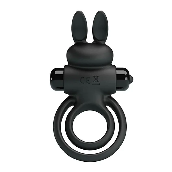 Inel Penis Cu Vibratii Si Rabbit, Negru