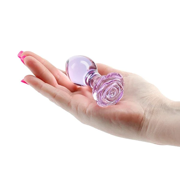 Dop Anal Din Sticla Crystal Rose, Lila, 9 Cm