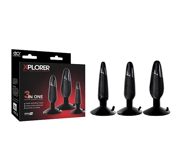 Set Dopuri Anale Xplorer, Negru, 3 Bucati