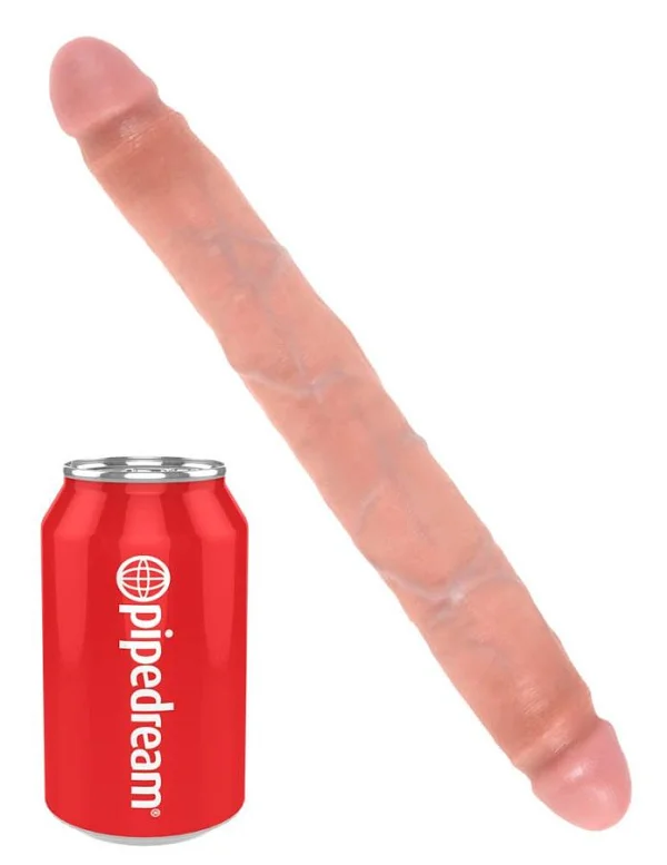 Dildo Dublu King Cock Slim, Natural, 30 Cm