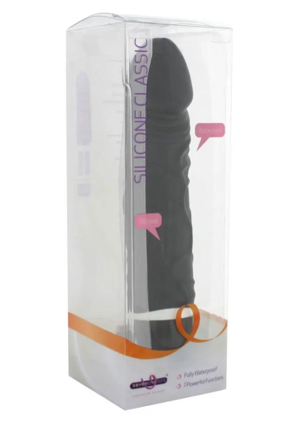 Vibrator Realistic Silicone Classic, Negru, 16.5 Cm