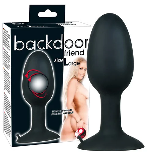 Dop Anal Backdoor Friend Large, Negru, 12 Cm