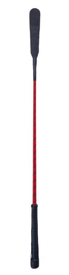 Cravasa Din Piele, Negru + Rosu, 66 Cm
