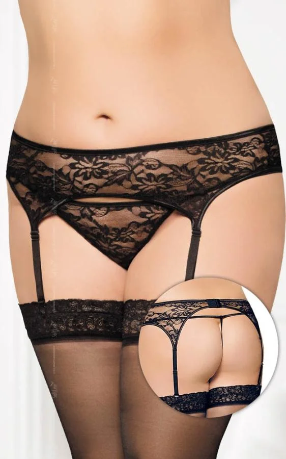 Portjartier Si Chilotei String, Negru, Xxxl