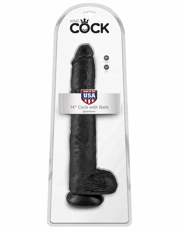 Dildo Clasic Cu Ventuza King Cock, Negru, 35.5 Cm
