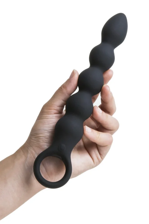 Bile Anale Cu Vibratii Beadly, Negru, 21.5 Cm