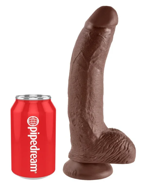 Dildo Clasic Cu Ventuza King Cock, Brun, 22.8 Cm