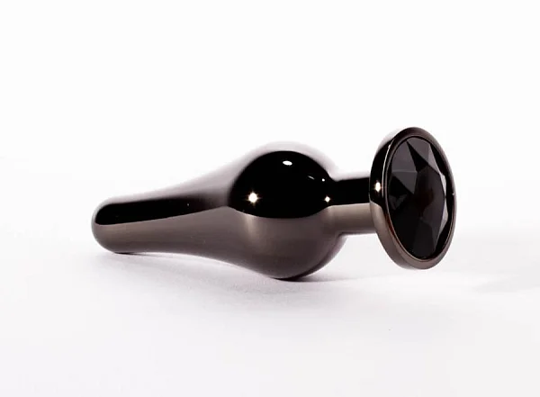 Dop Anal Cu Bijuterie Secret Shine M, Metalic + Negru, 11 Cm