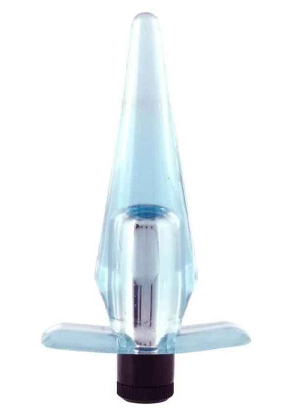 Dop Anal Cu Vibratii Slimline Blue Lover, Transparent, 9 Cm