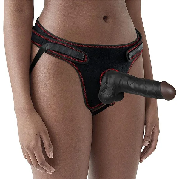Set Ham Strap-on Si Dildo Easy Strapon, Negru, 20 Cm