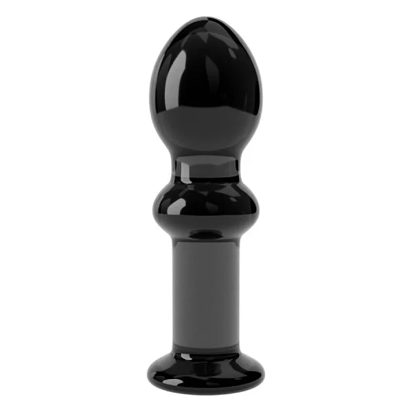 Dop Anal Din Sticla Borosilicata Glass Romance, Negru, 11.5 Cm