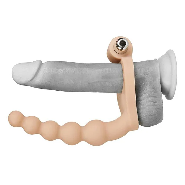 Dildo Anal Cu Vibratii The Ultra Soft Bead, Bej, 16.5 Cm